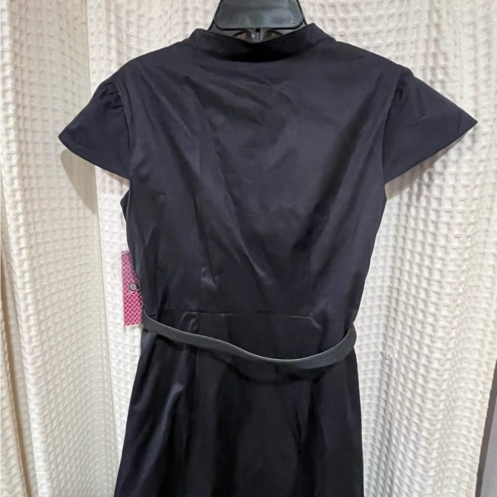 ✔️NEW Merona Black A-Line Dress with Mandarin Collar and Flutter Sleeves - Picture 5 of 8